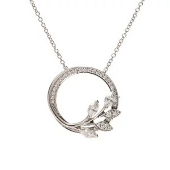Tiffany Handbags - Tiffany Co Victoria Vine Circle Necklace Platinum Diamond